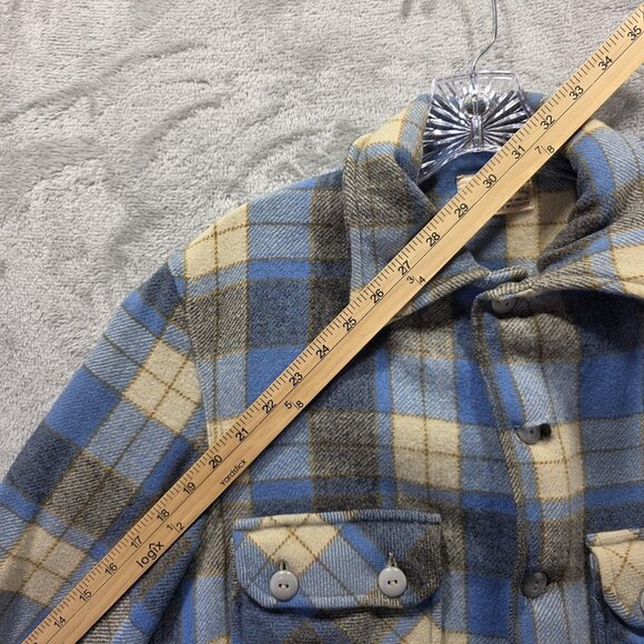 Vintage Chippewa Woolen Mills Jacket Mens Large Blue Gray Wool Plaid Shacket - Picture 10 of 11